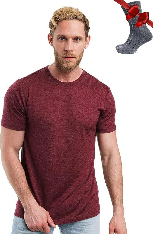 Merino.tech 100% Tee Shirt Mérinos Homme, T-Shirt Thermique + Chaussettes — Vetements ski