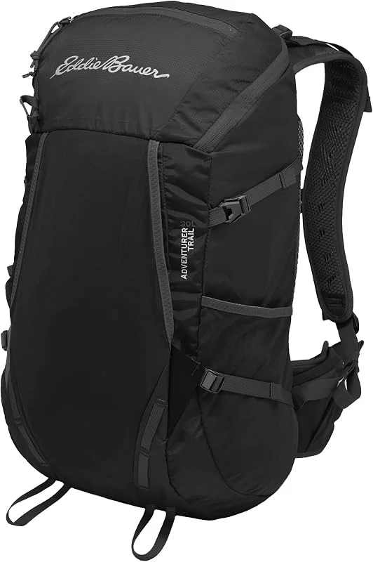 Eddie Bauer Adventurer Sac à dos avec compartiments de rangement et étui compatible avec hydratation, ordinateur portable, Adventurer Trail - Noir, 30L US, Eddie Bauer Adventurer Trail - Sac à dos avec — Equipement ski