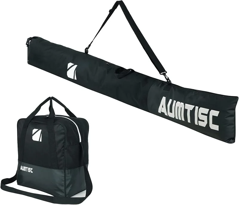 AUMTISC Sac de ski avec sac de ski et sac de coffre rembourré pour 1 paire de bottes de ski longueur réglable jusqu'à 200 cm, Homme, B-black1-pad — Equipement ski