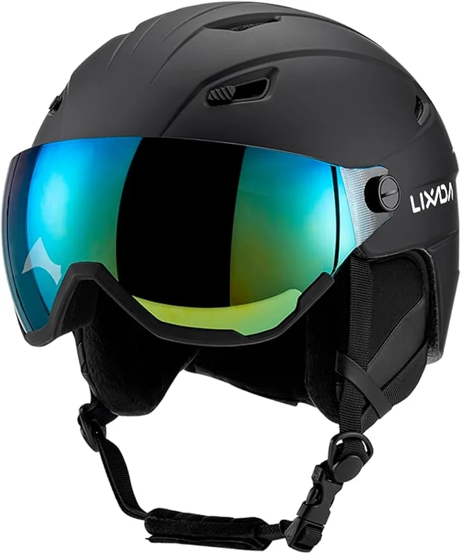 Casque de Snowboard Réglable pour Homme et Femme, Casque de Ski Résistant aux Chocs avec Lunettes, Idéal pour Les Amateurs Sports d'hiver, Matériau PC EPS, Noir, Blanc, Orange, Violet — Equipement ski