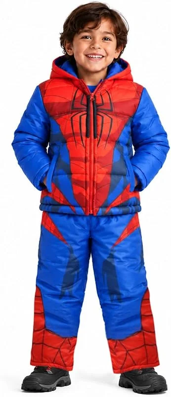 Marvel Ensemble de neige d'hiver 2 pièces pour enfant – Gwen, Miles, Spider-Man et ses amis – Veste de ski à capuche et salopette de neige (2T-7) — Vetements ski