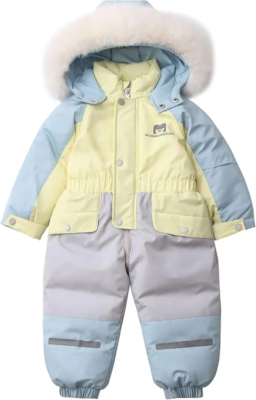Combinaison de Neige Enfant Fille à Capuche Barboteuse Garçon Doublée de Polaire Combinaison de Ski Bébé Chaude — Vetements ski