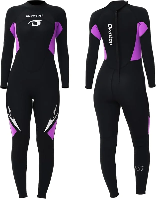Owntop Combinaison en néoprène 3, 2 mm pour homme et femme, ultra extensible, manches longues, fermeture éclair dans le dos, combinaison de surf et de plongée pour adulte — Vetements ski
