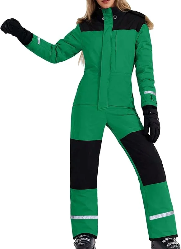 Générique Combinaison de ski d'hiver isolée avec capuche coupe-vent thermique idéale pour activités par temps froid Pantalon snowboard extérieur femme — Vetements ski