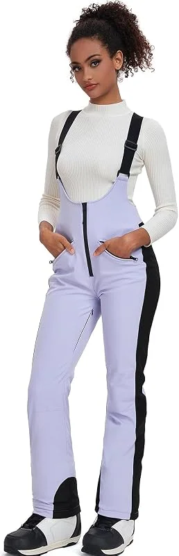 ALSOGO Salopette de ski isolée imperméable et coupe-vent pour femme - Pantalon de snowboard d'hiver pour garder au chaud et confortable — Vetements ski