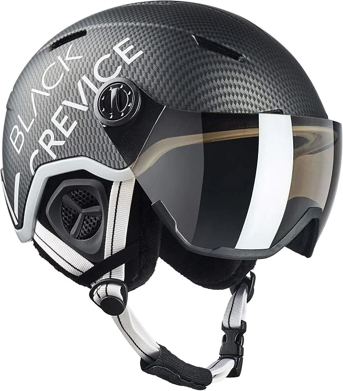BLACK CREVICE Casque de Ski Vail I Casque de Ski avec visière en Style Pilote en différentes Couleurs I Casque de Ski Hommes & Femmes I en Polycarbonate I Casque de Ski Respirant I Taille réglable — Equipement ski
