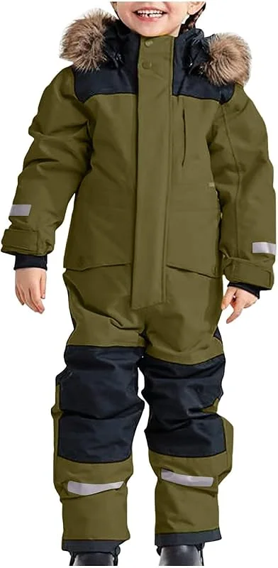 Combinaison de ski pour fille - Combinaison thermique d'hiver - Coupe-vent - Douce - Pour l'extérieur - Avec combinaison amovible — Vetements ski