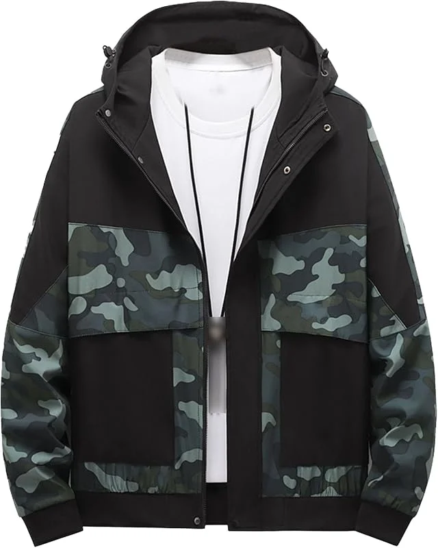 ZDJSWJ Veste à capuche coupe-Vent pour homme Sweat à capuche de randonnée imperméable entièrement zippé Veste extérieure légère tactique hiver — Vetements ski