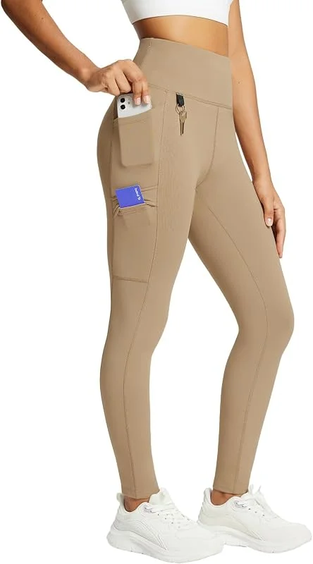 baleaf Legging doublé en Polaire pour Femme - Taille Haute - Imperméable - Thermique - avec Poches zippées — Vetements ski