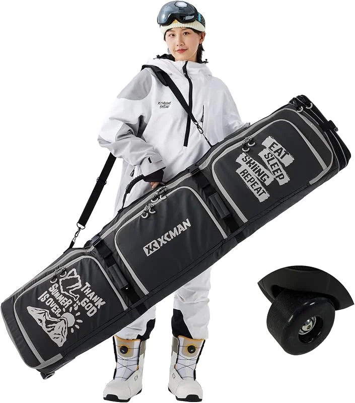 XCMAN Sac de Snowboard avec roulettes Robuste 160, 190 cm - Convient pour Sac à Dos de Ski et Voyage en Avion — Equipement ski