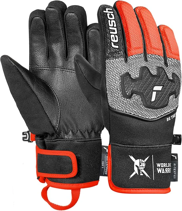 Reusch Worldcup Warrior Prime R-TEX XT Gants de Ski pour Enfants & Adolescents – Gants de Course avec Coussinets de Cheville et de Doigts, imperméables, Coupe-Vent, Respirants, Softshell, Cuir — Vetements ski