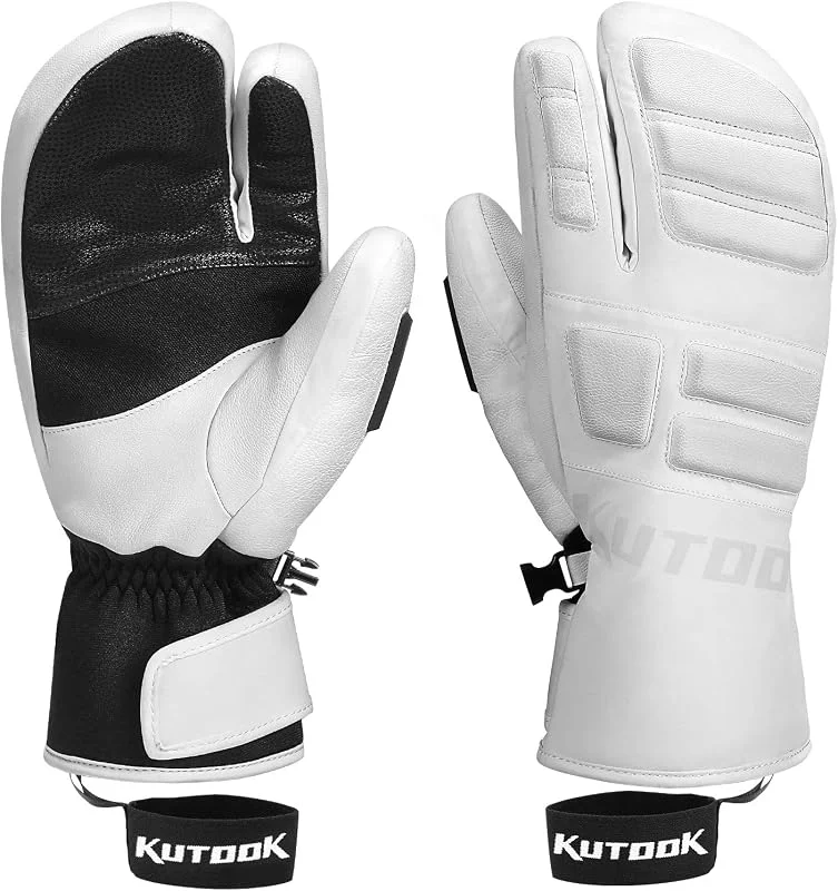 KUTOOK Gants Ski Moufles 3 Doigts Femme Homme Hiver pour Snowboard Motoneige Alpinisme Randonée Gant de Imperméable Respirante Chaud Confortable — Vetements ski