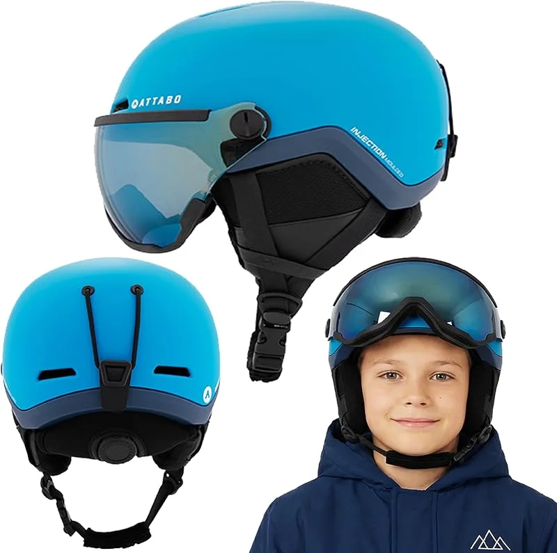 ATTABO Avens 2.0 Jr Visor Casque de Ski pour Enfant avec visière - in-Mold, Anti-buée & revêtement Miroir S2, Ventilation Active - pour Ski et Snowboard 51 cm - 54 cm — Equipement ski