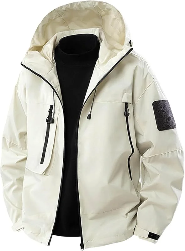 Polaire Homme Zippé Ski d'hiver De Ski Montagne Blouson Veste Militaire avec Capuche Amovible Randonnée Softshell Matelassée Coupe-Vent Parka — Vetements ski