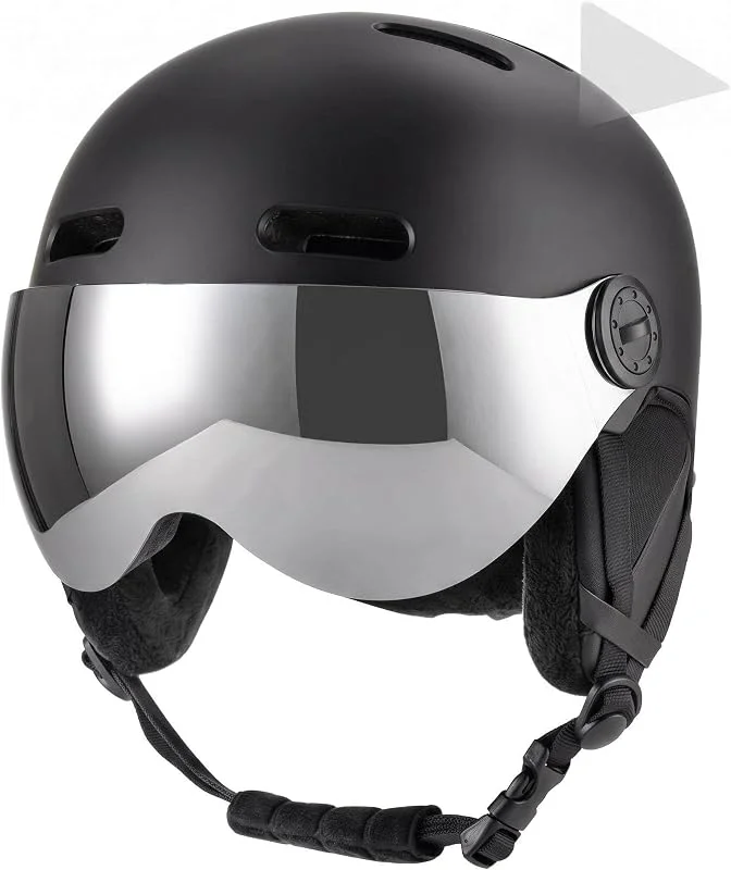 Casque de Ski avec Coques ABS et Doublure EPS avec Lunettes, Coussinets d'oreille Intérieurs Amovibles pour Snowboard, Casques de Sports de Neige avec 12 Aérations, Idéal pour Les Hommes — Equipement ski
