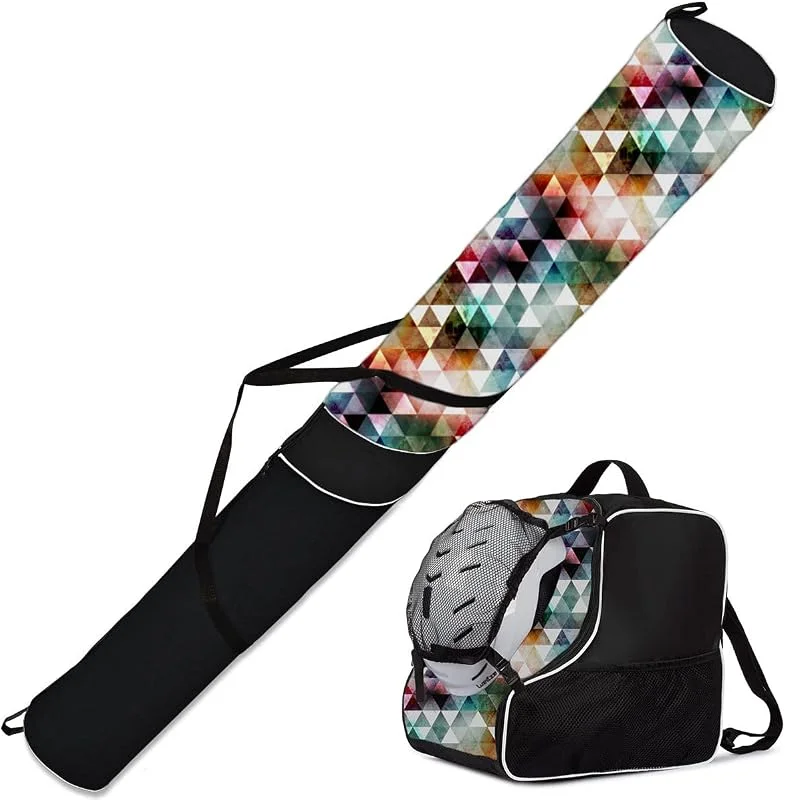 Ferocity Premium Housse à Skis et Sac à Chaussures Set - Pour 1 Paire 170 cm, Casque avec Poche Filet Amovible [053] — Equipement ski