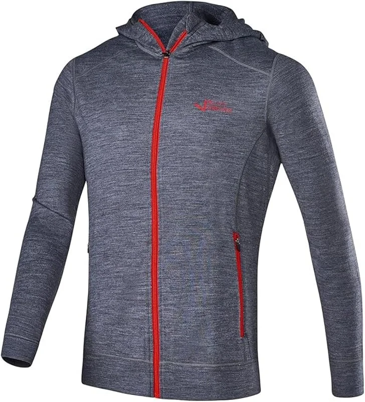 Black Crevice Veste à capuche en mérinos homme I Veste en mérinos de haute qualité I 70% laine mérinos & 30% PE I Hoodie en mérinos thermorégulateur I Pullover en mérinos I Sans mulesing — Vetements ski