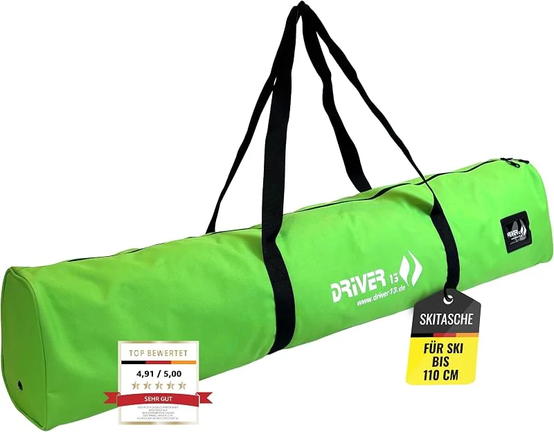 Driver13 ® Kids Ski Bag Sac de Ski pour Les bâtons de Ski, Sac de Ski pour Les Enfants pour Le Stockage et Le Transport Pendant Le Ski, étanche (Aussi snowblades et bigfoots) Vert 120 cm — Equipement ski