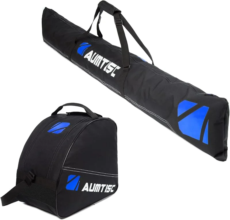 AUMTISC Housse Ski Rembourrée, Sac Ski - Sac de Ski et Chaussures avec Longueur Réglable jusqu'à 200 cm - Parfait pour Skis, Bottes et Casques — Equipement ski