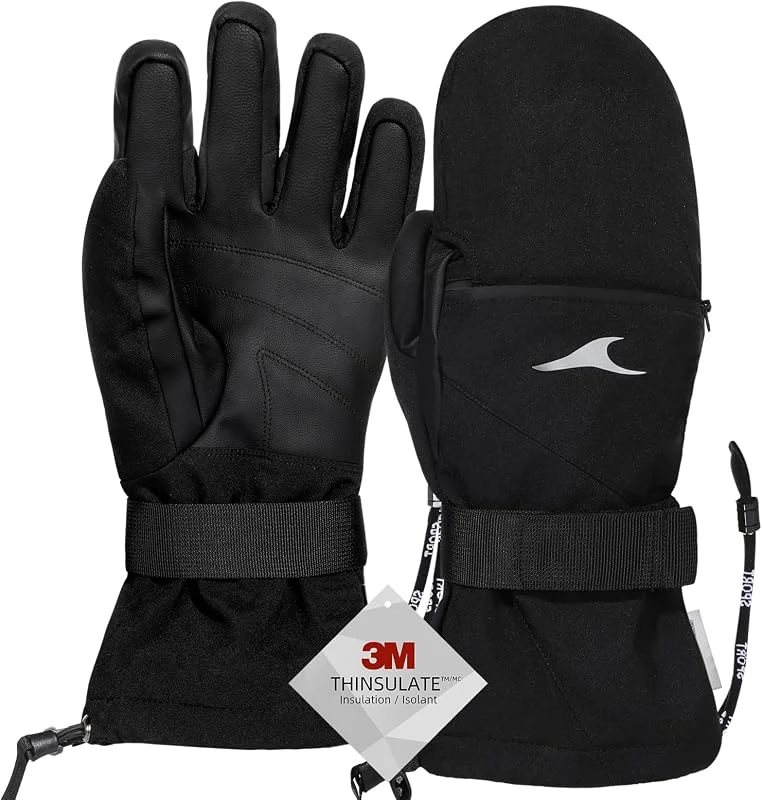 Achiou Gants de ski imperméables et de planche à neige, gants d'hiver par temps froid, moufles de neige pour écran tactile — Vetements ski