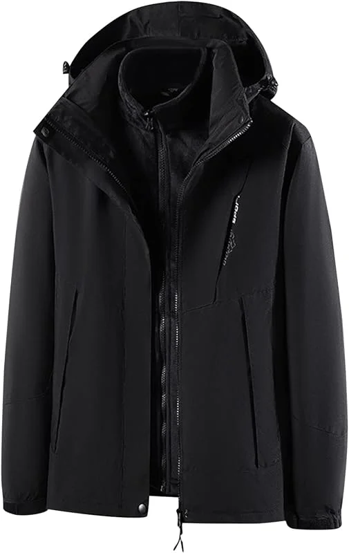 Veste de ski d'extérieur 3 en 1 pour femme avec veste polaire pour homme - Imperméable - Coupe-vent - Veste d'hiver chaude - Double veste fonctionnelle avec capuche amovible - Veste d'extérieur — Vetements ski