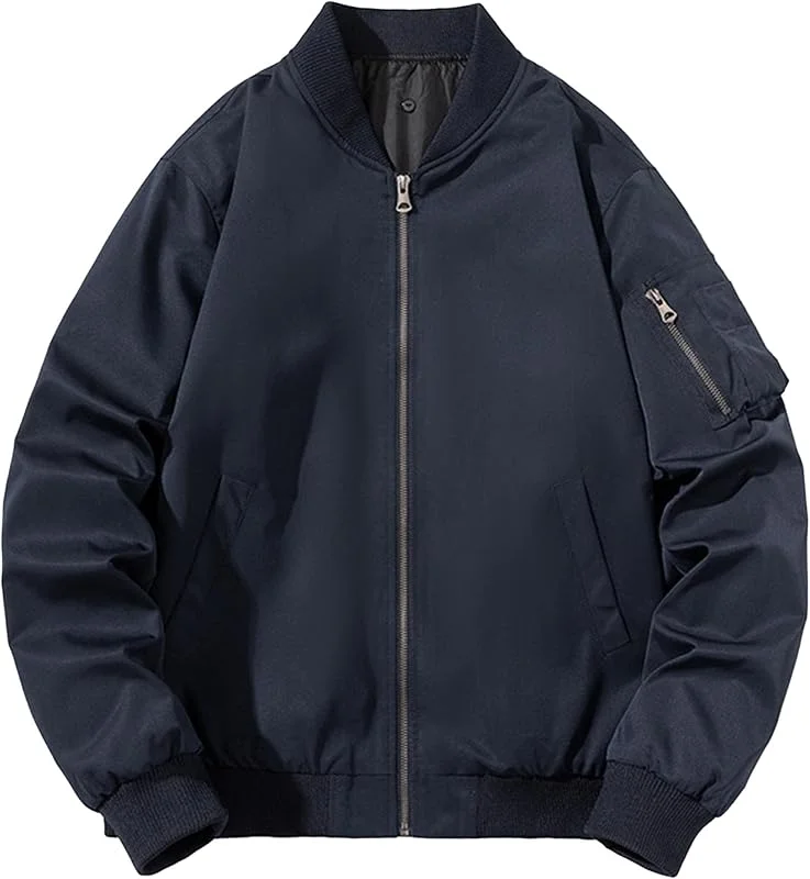 ZDJSWJ Veste chaude rembourrée bomber pour homme Veste softshell légère à capuche Full zip baseball printemps automne vêtements — Vetements ski