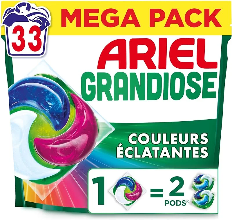 Ariel PODS Grandiose Couleurs Éclatantes, Lessive en Capsule, 33 Lavages, Idéal Pour Les Lessives Mixtes, Dissolution Rapide Même à Froid, Fabriqué en France — Equipement ski