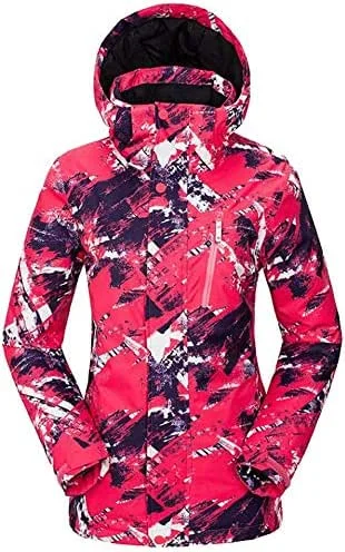 MU Femmes Veste imperméable de ski Costumes de ski femmes Vestes d'hiver Ski Set Costume coupe-vent respirant Ski imperméable rose d'hiver, Rose, Petit — Vetements ski