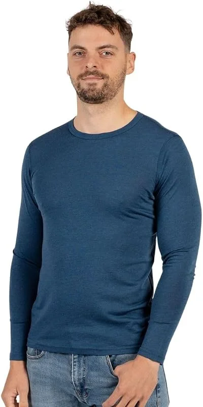 Menique T-shirt léger à manches longues et col rond pour homme 100 % laine mérinos 160 g, m² — Vetements ski