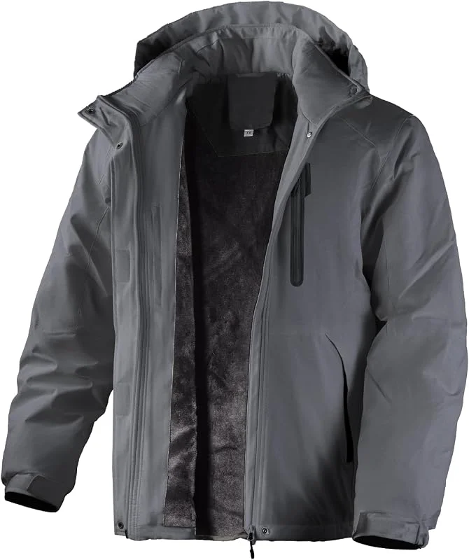 Veste d'hiver pour homme Doublure polaire chaude Veste de ski imperméable coupe-vent respirante avec doublure en polaire amovible Veste softshell épaisse — Vetements ski