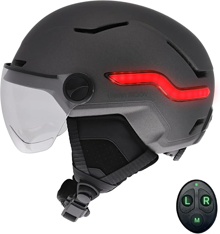 T'nB - Vizion Casque Vélo et Trottinette Électrique pour Homme et Femme, LED Connectées, Détection du Freinage Automatique, Clignotants Télécommandés, Visière Anti-UV, Batterie Rechargeable — Equipement ski