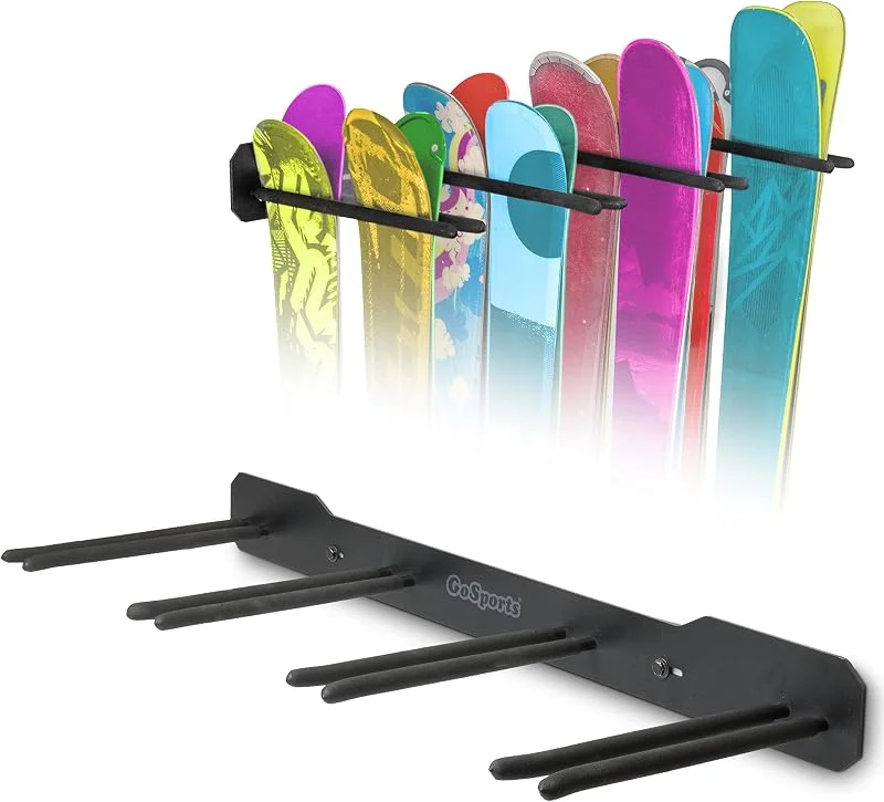 GoSports Wall Mounted Ski and Snowboard Steel Storage Rack - 2 Skis Size — Equipement ski