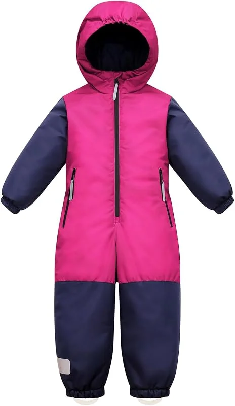 Owntop Combinaison de neige unisexe pour enfants – Combinaison de ski coupe-vent imperméable avec capuche et fermeture éclair pour garçons et filles, taille 98-122, rose, 116 — Vetements ski