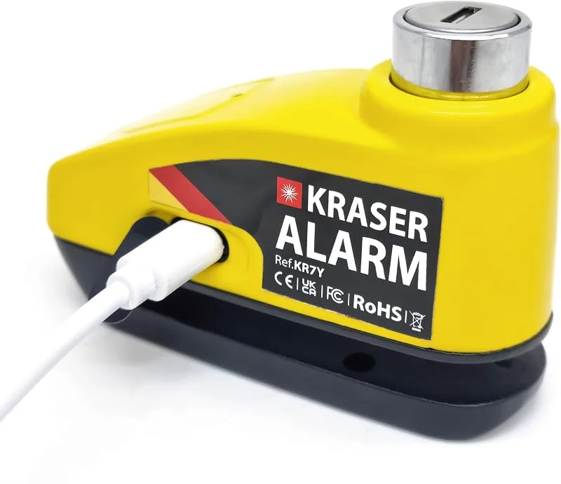 KRASER KR7Y Antivol Moto Bloque Disque Alarme USB Rechargeable, 110dB, Visible avec Accessoires, Antivol Universel Bloc Frein Roue Universel Scooter Moto Velo — Vetements ski