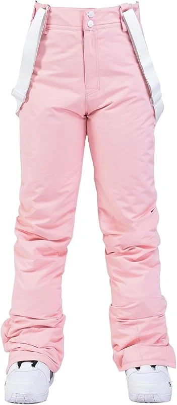 ALSOGO Pantalon de neige isotherme pour femme - Pantalon de ski chaud - Imperméable - Avec bretelles amovibles — Vetements ski