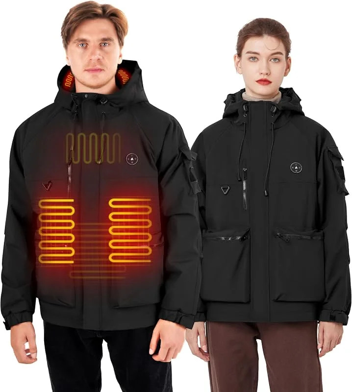 Veste Chauffante Homme avec Batterie Manteau Chauffant Homme et Femme Softshell avec 6 Zones de Chauffage — Vetements ski