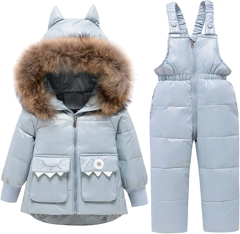 amropi Combinaison de Ski Bébé Filles Veste de Duvet à Capuche et Pantalons de Neige 2 Pièces Hiver Ensemble de Ski pour 1-5 Ans — Vetements ski