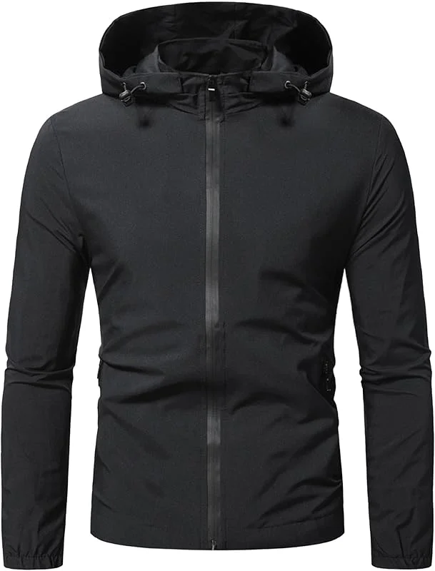 ZDJSWJ Hommes léger softshell full zip coton coupe-vent veste de travail col Casual Field coat montant jacket — Vetements ski