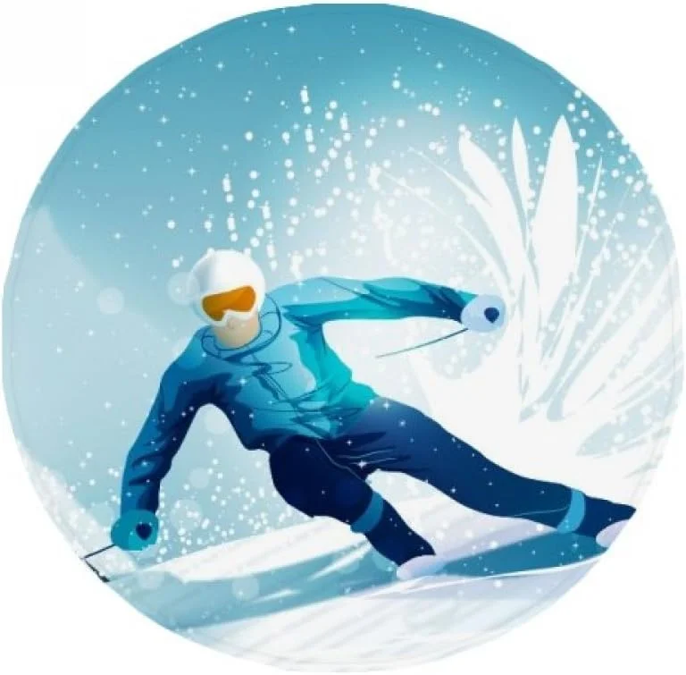 DIYthinker Hiver Skis Sport et Bâton de Ski Illustration Anti-dérapant Pet Mat Place Salle de Bain Salon Cuisine Porte 60, 50CM Cadeau 60X60Cm Multicolor — Equipement ski