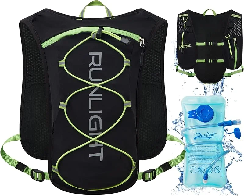 Runlight Gilet de course pour homme et femme, sangles de poitrine réglables, gilet d'hydratation avec bouteille d'eau de 1500 ml — Equipement ski