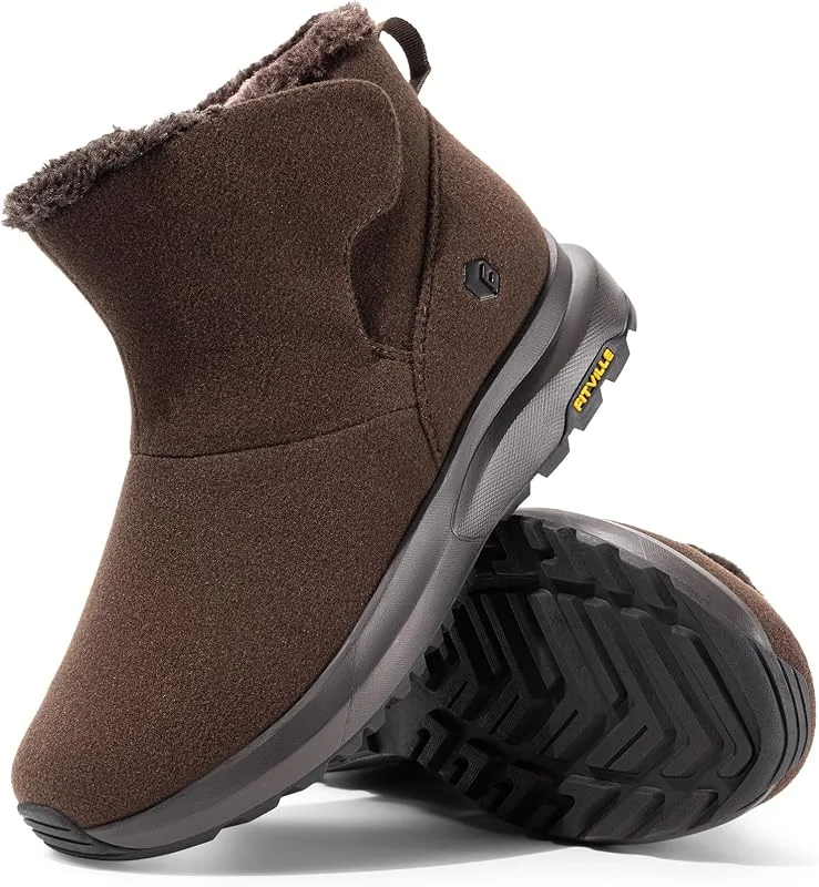 FitVille Bottes d'hiver Pieds Larges pour Homme Bottines de Neige Doublées Chaudes Chaussures Scratch Hiver Basse Plates d'extérieur Antidérapantes — Equipement ski