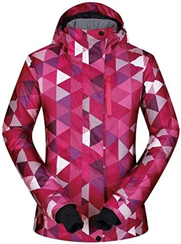 MU Veste de ski imperméable femmes d'hiver imperméables coupe-vent Insulatd snowboard Vestes ski Habineige Imprimé coloré Veste de ski d'hiver, Rose, Moyen — Vetements ski
