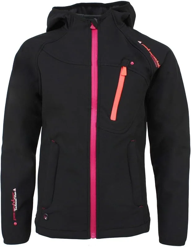 Peak Mountain - Blouson Softshell Fille 3, 8 Ans FANSO-Noir-4 Ans — Vetements ski