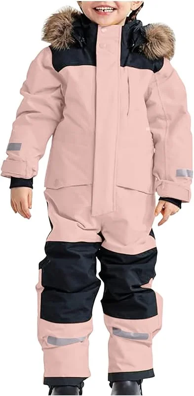 Générique Combinaison de ski technique pour garçons vêtement d'hiver chaud et coupe-vent avec capuche amovible tenue softshell imperméable idéale pour la neige le ski et les activités extérieures — Vetements ski