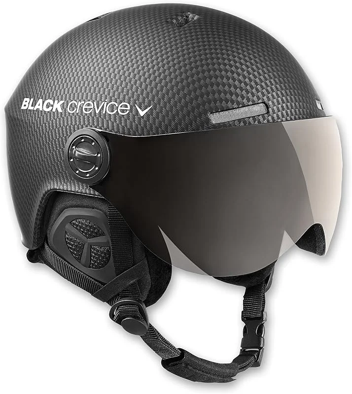 BLACK CREVICE Casque de Ski Arlberg I Casque de Ski avec visière & Look Pilote différentes Couleurs I Casque de Ski Hommes & Femmes I Respirant I avec visière de rechangeI Taille réglable — Equipement ski