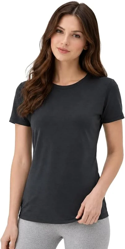 Merino Protect 100% Laine Merinos T-Shirts Femme Col Rond Manches Courtes sous Vetement Résistance Odeur Couche Base pour Voyage Randonnée Tshirt — Vetements ski