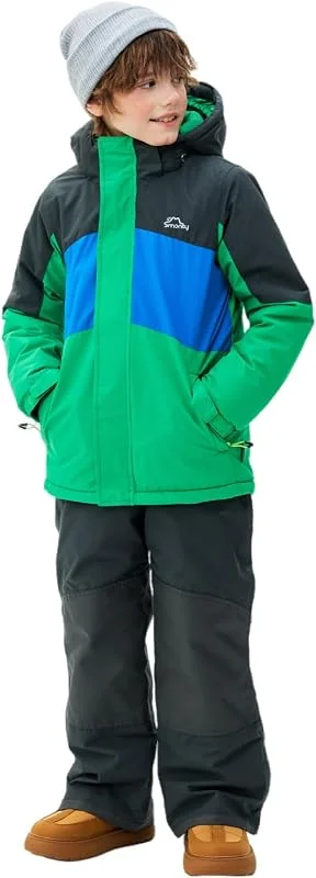 SMONTY Combinaison de Neige Veste et Pantalon Garçon 2PCS Imperméable Doudoune pour Enfant con Capuche 6-16 ans Chaleur pour les sports d'hiver — Vetements ski