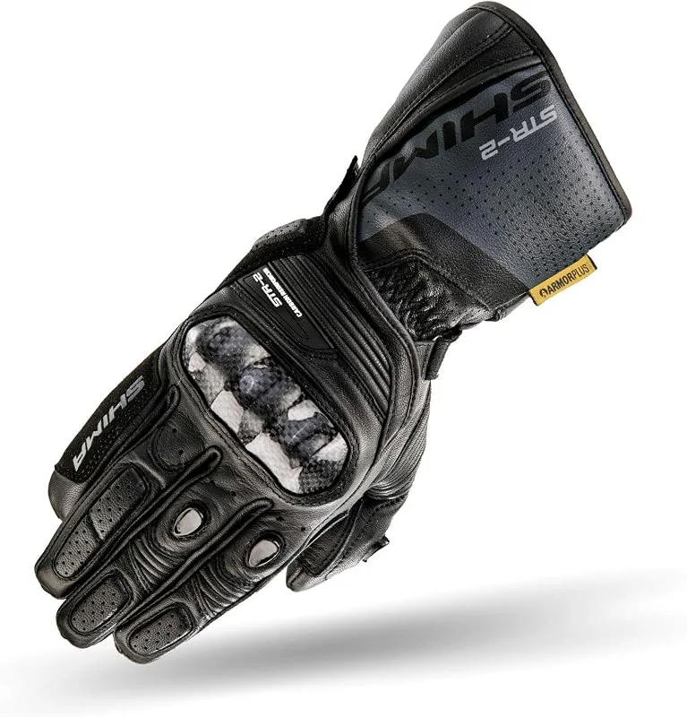SHIMA STR-2 Gants Moto Homme - Gants Touchscreen, D'été, Sport et Cuir avec Protecteur de Jointure en Carbone, Glissières Mains et Doigts, Paume Renforcée (Noir, M) — Vetements ski