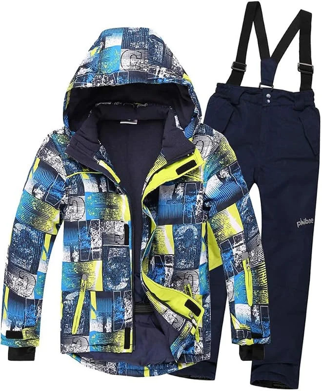 Combinaison de Ski, Neige Manteau et Salopettes Pantalons Epaisse Imperméable Coup Vent pour Enfant Fille Garçon — Vetements ski