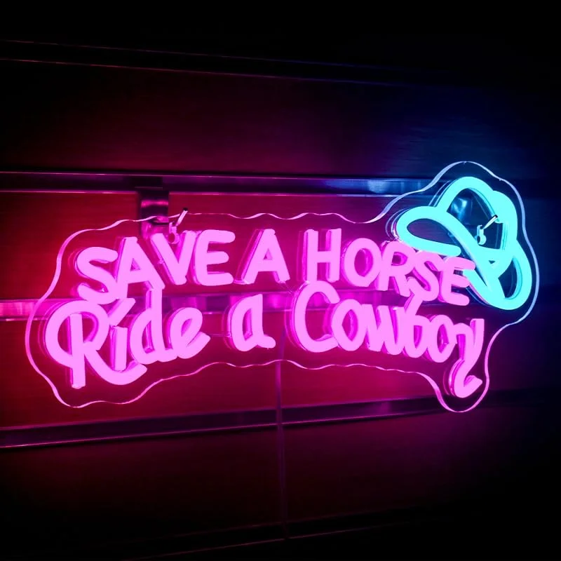 ineonlife Save a Horse Ride a Cowboy Enseigne Lumineuse pour Bar Country — Equipement ski